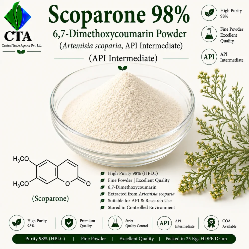 Scoparone 98% - 6,7-Dimethoxycoumarin (Artemisia Scoparia, Api Intermediate) - Chemicals & Raw Materials by Central Trade Agency Pvt. Ltd.