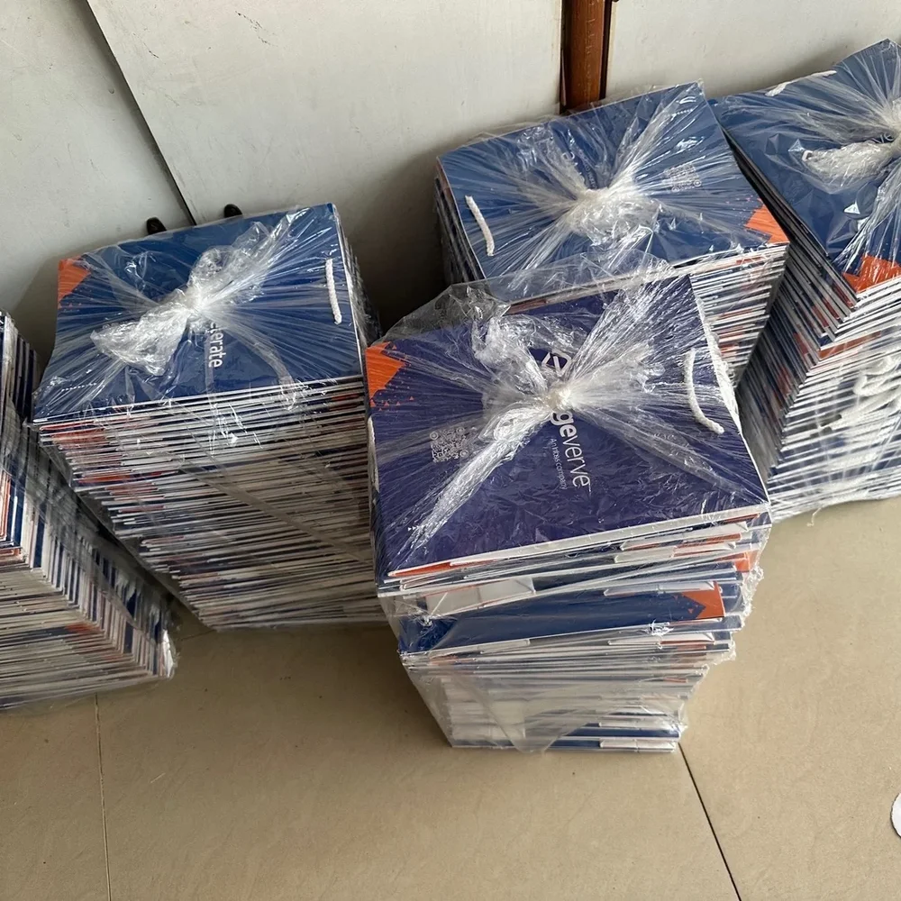 Custom Printed Paperboard Bags with Flat Paper Handles - Packaging & Printing by Hindustan Handmade Paper Products