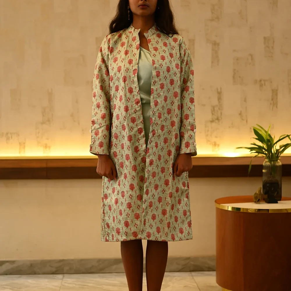Silk Printed Open Front Jacket - Textiles & Apparel by Ivaayaa