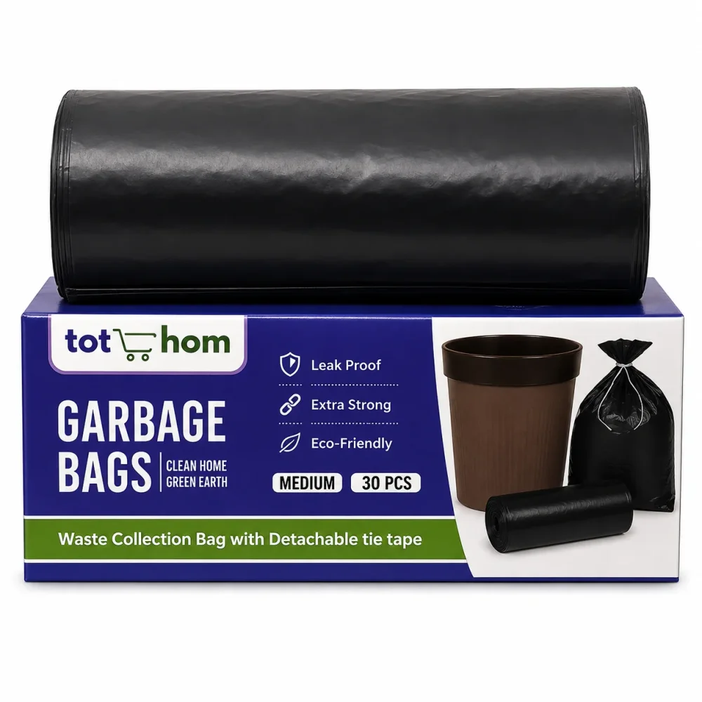 Tot2hom 25X30 Biodegradable Tie-Flap Trash Bags - Home & Kitchen by Vishva Guru Traders