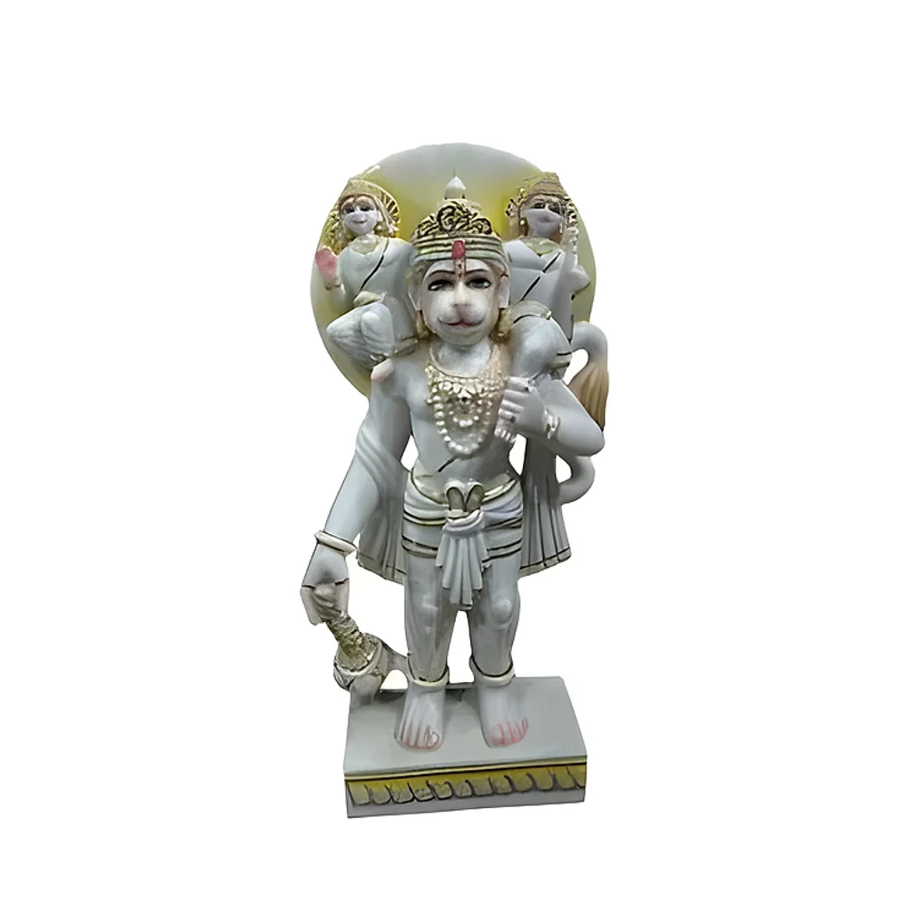 Intricate Marble Hanuman Ram Sita Idol - Handicrafts & Gifts by Bhat Shawl Collection