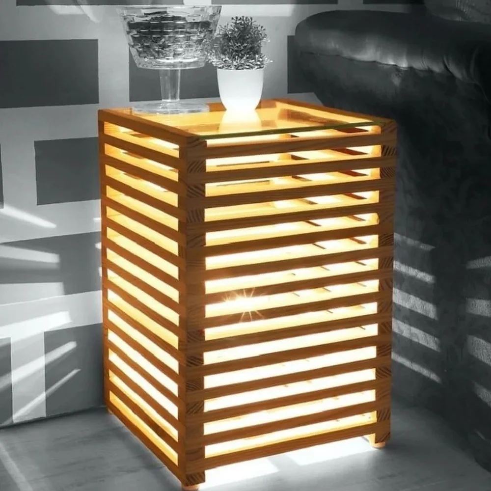 Industrial Pallet Stand Light with Glass Top - Furniture & Interiors by Upcycle Furnishing India