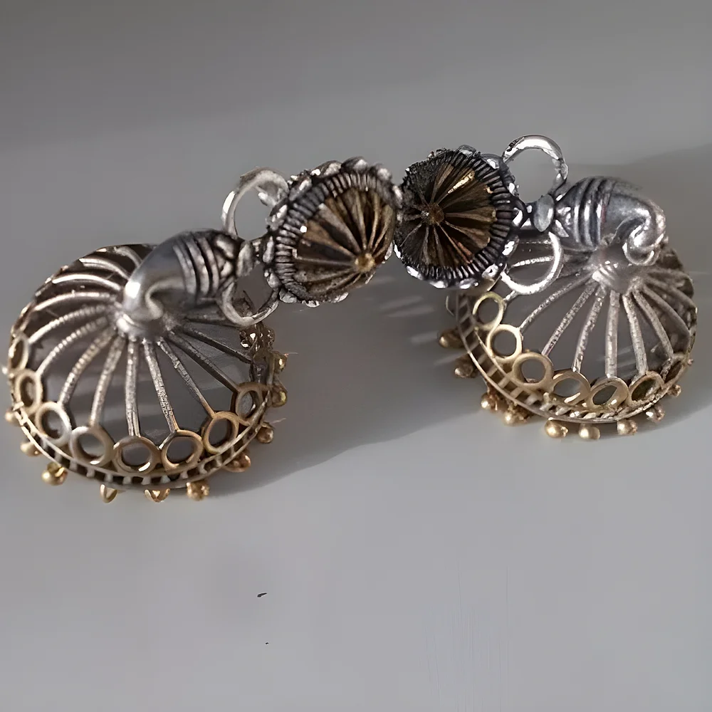 German Silver Fashion Jhumkas - Gems & Jewelry by Jaya Jems Impex