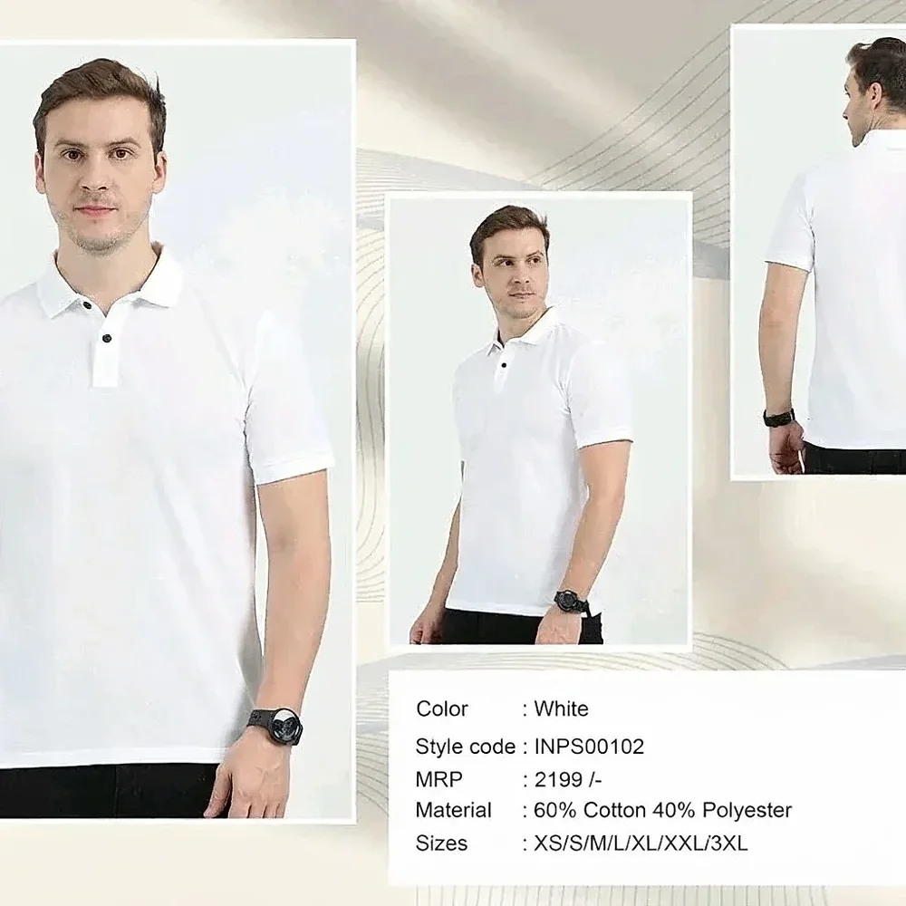 White Polo Neck T-Shirts - Textiles & Apparel by Lotus Gifting Solutions