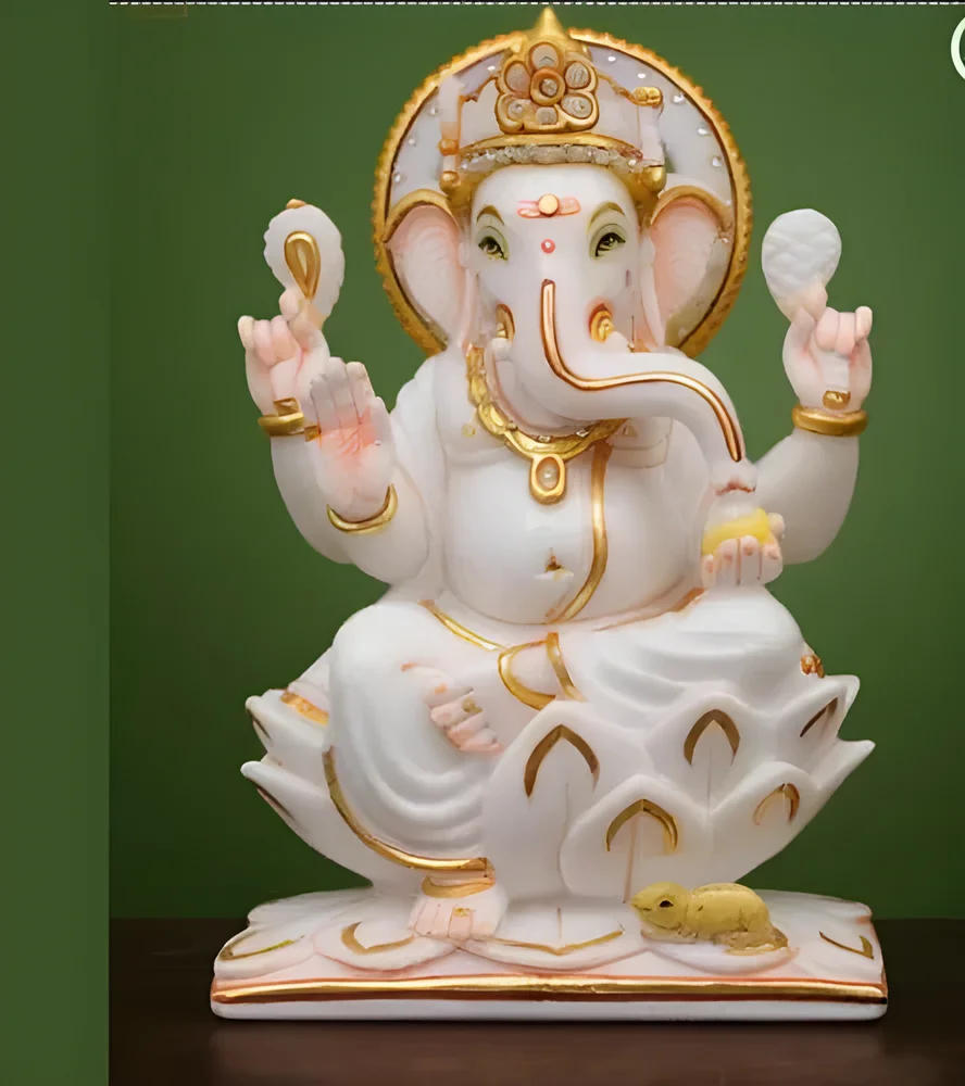 White Marble Ganesha Statue - Handicrafts & Gifts by Bharat Murti Art