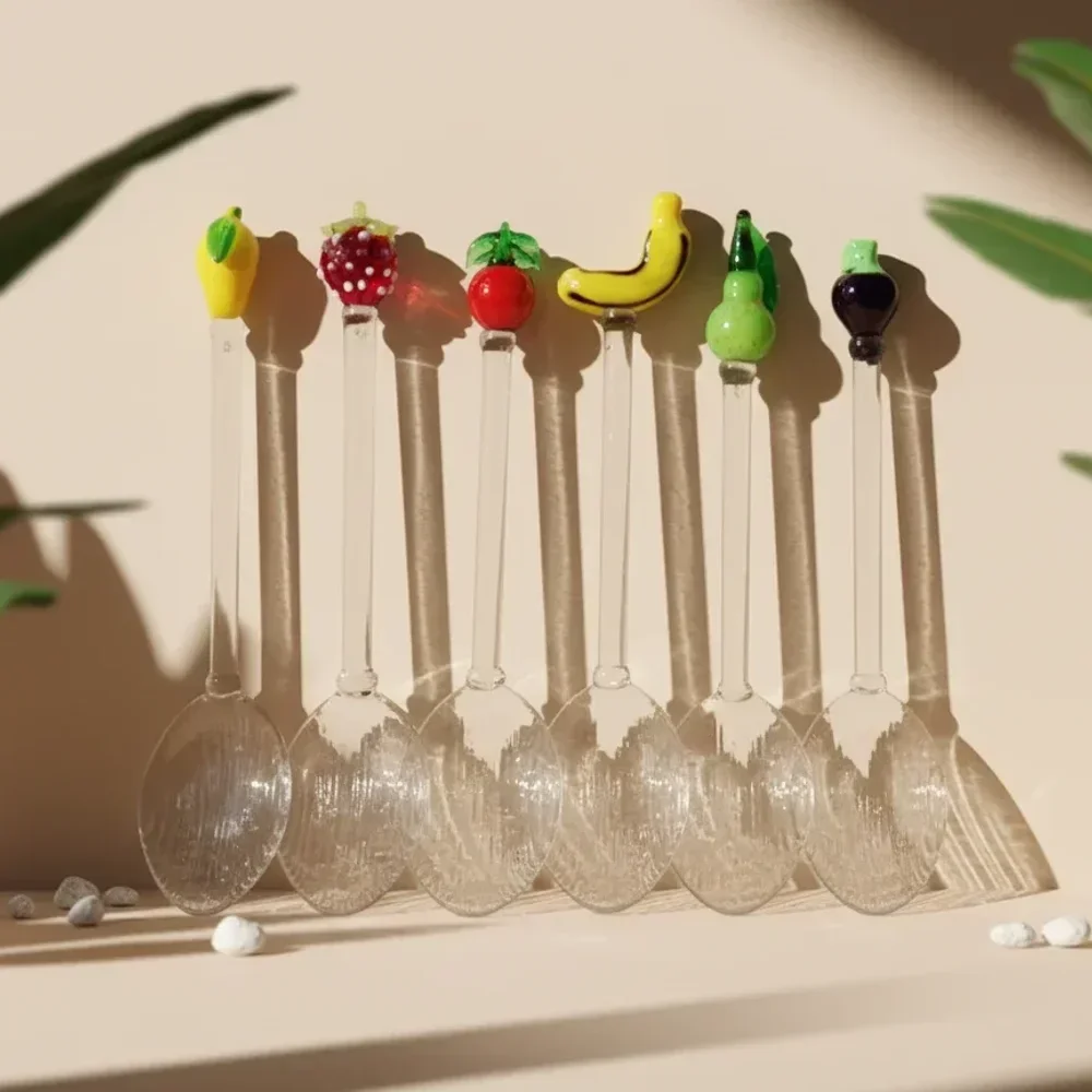 Handmade Multi Color Glass Serving Spoon - Home & Kitchen by M/S. Shri Vardhman Handicrafts