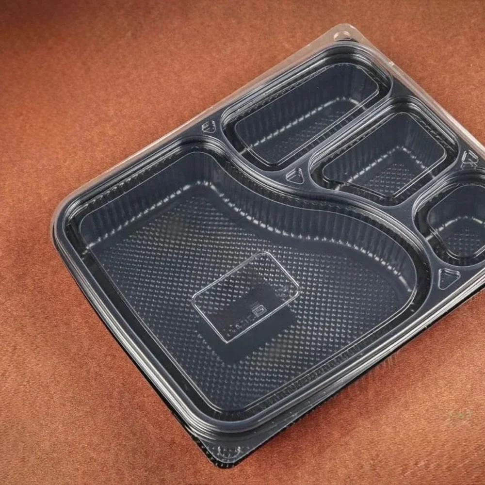 Disposable 4-Compartment Takeaway Food Container With Clear Lid - Packaging & Printing by Ekos Pack