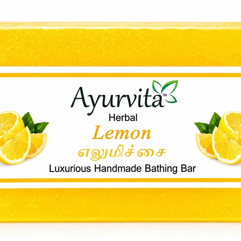Ayurvita Herbal Handmade Lemon Bath Soap Bar, 125gm - Beauty & Personal Care by Ayurvita Life Pvt. Ltd.