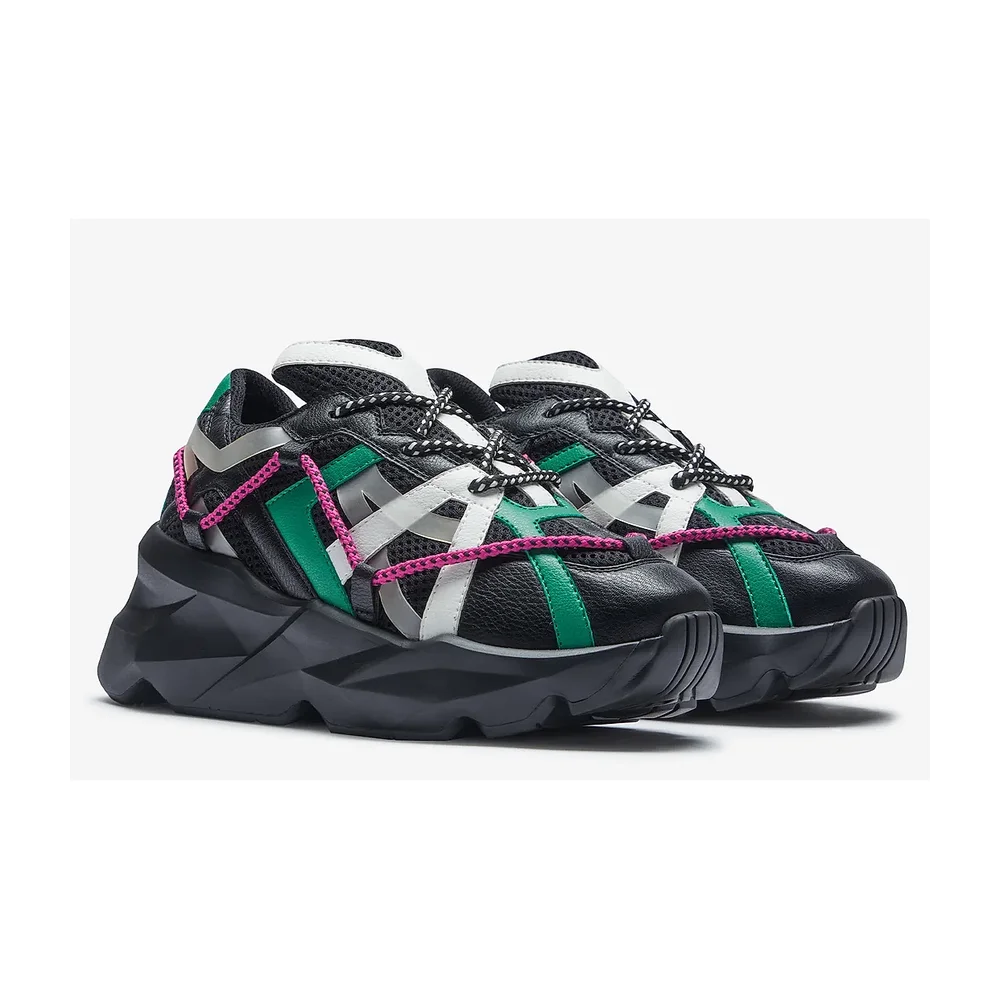 7-10 Black Color-Blocked Vegan Chunky Sneaker - Footwear, Bags & Leather Goods by Disruptive Fashion Pvt. Ltd.