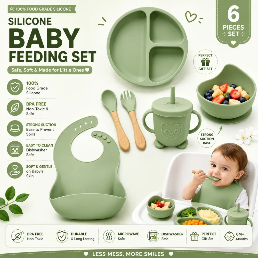 6 Piece Silicone Baby Feeding Set - Plastics & Rubber by Zumm Essential