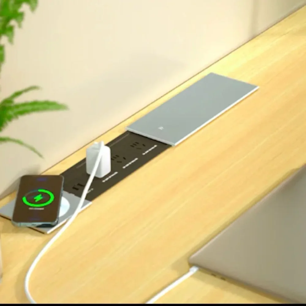 Aluminum Polycarbonate Conference Table Box with Wireless Charging - Electronics & Electrical by Audiovan Tech Mumbai
