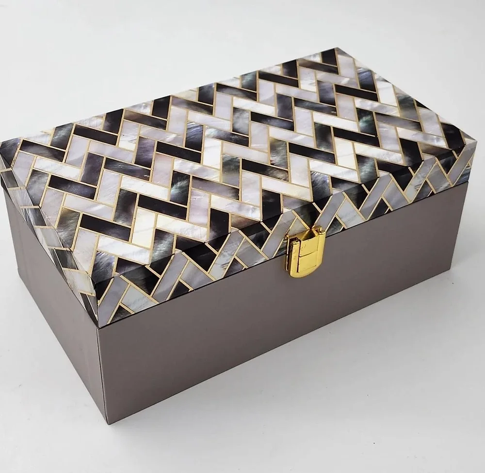 MDF Wood Laminated 2 Jar Gift Box with Metal Latch - Packaging & Printing by Hindustan Handmade Paper Products