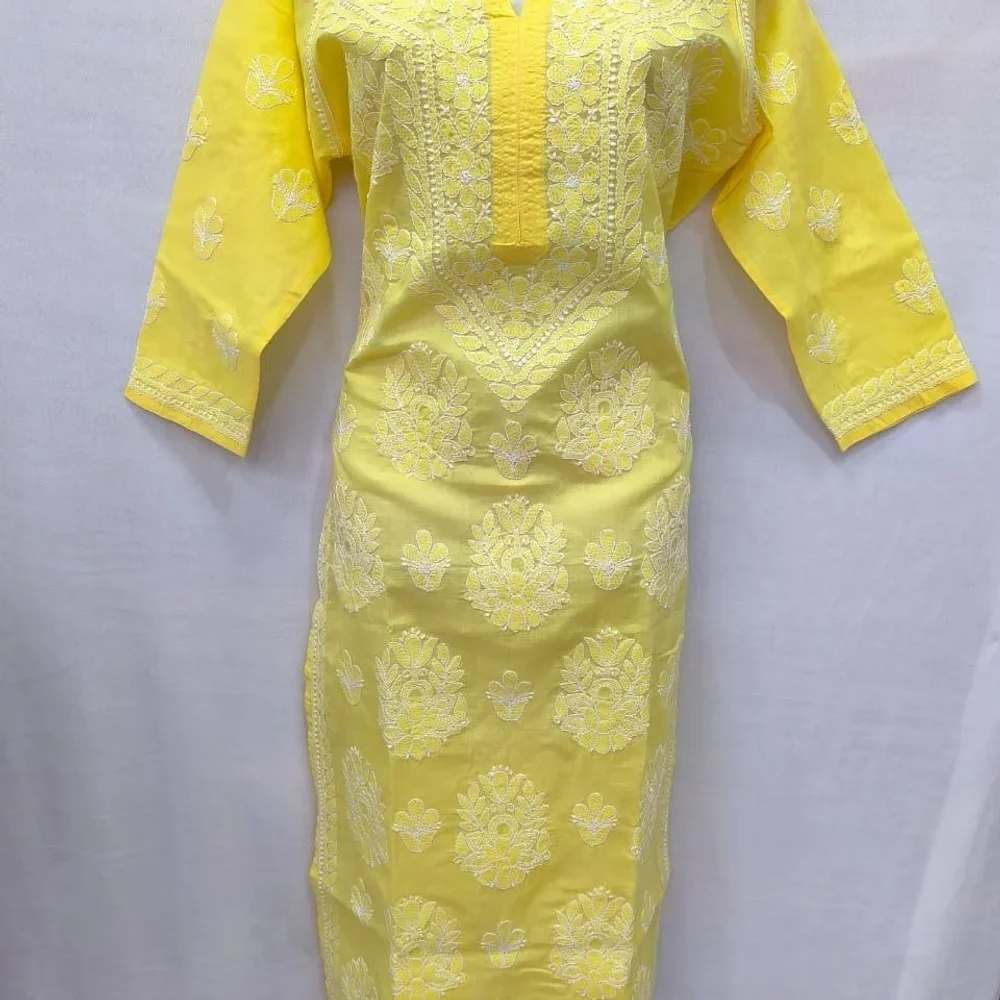 Chikan Kurtis (24762) - Textiles & Apparel by Royal Chikan Palace