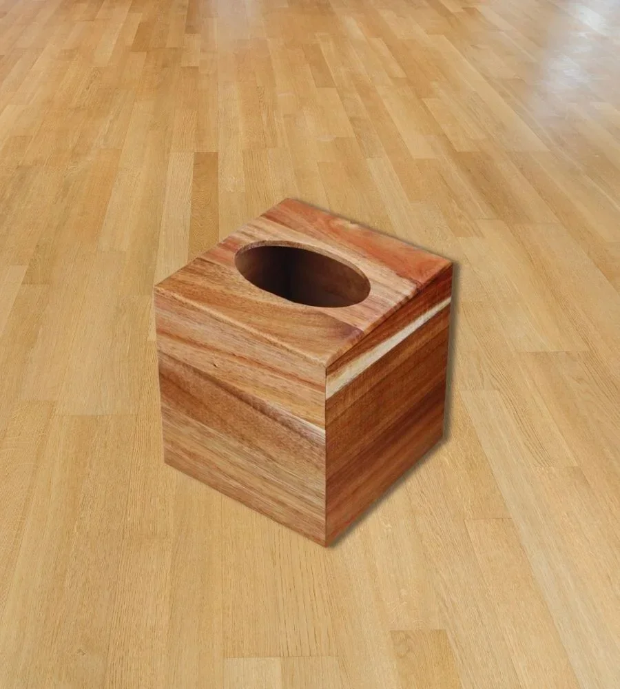 Square Acacia Wood Tissue Box - Home & Kitchen by Razvi Exports
