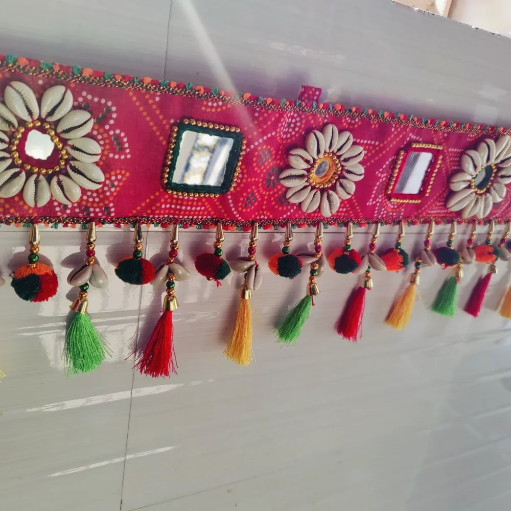 Handmade Cotton Bandhanwar with Beaded Floral Design - Home & Kitchen by Paraspar Handicrafts