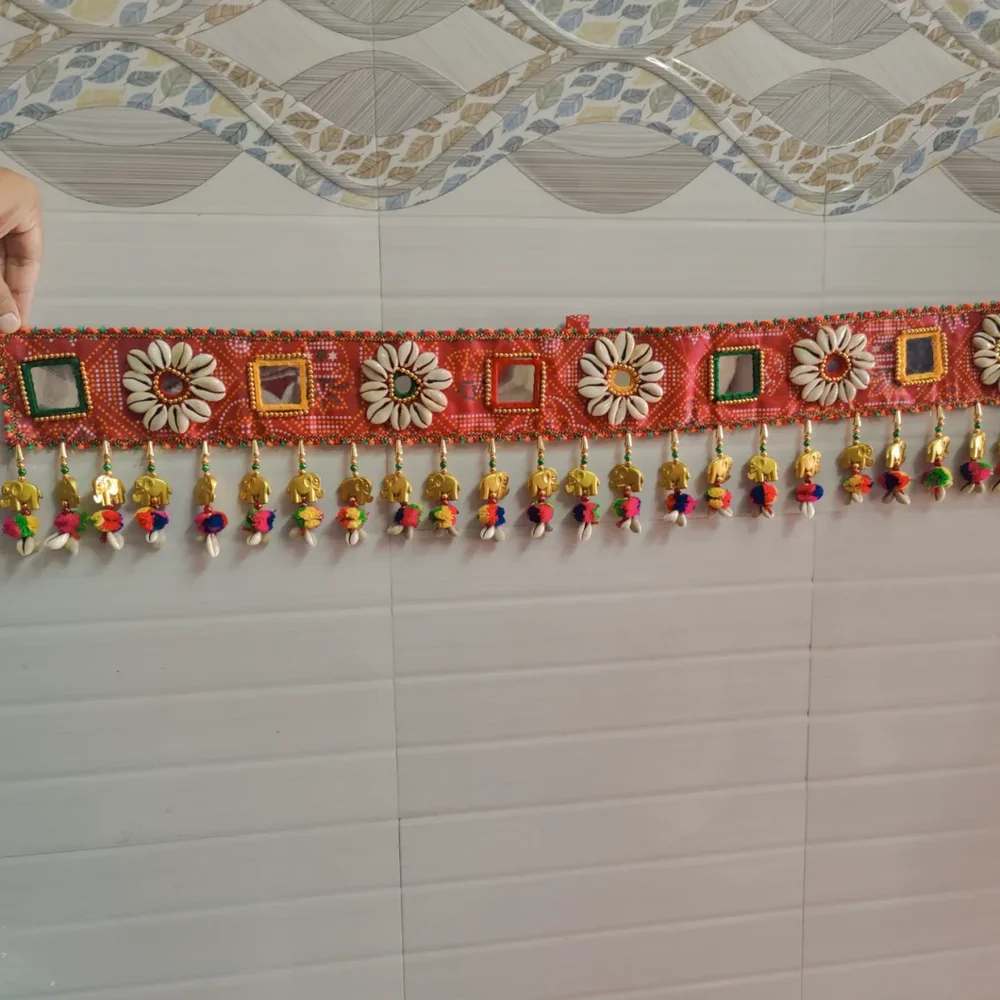 Handmade Cotton Bandhanwar with Beaded Floral Design - Home & Kitchen by Paraspar Handicrafts