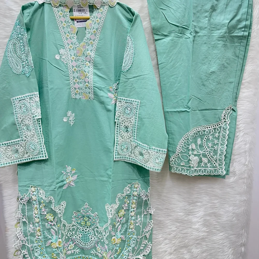 Embroidered Net and Lawn Kurta Set - Textiles & Apparel by Ayzel Pvt. Ltd.