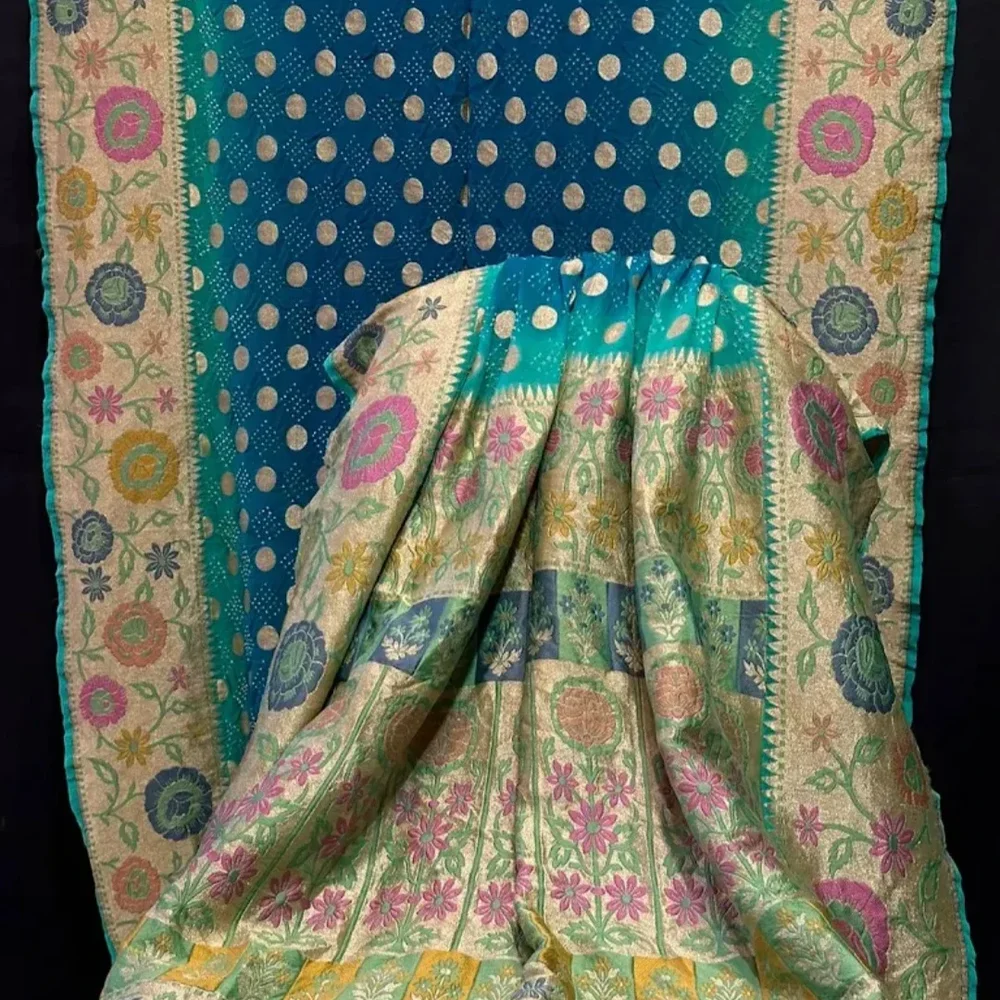 Blue Bandhani Saree - Textiles & Apparel by Aamena Bandhani