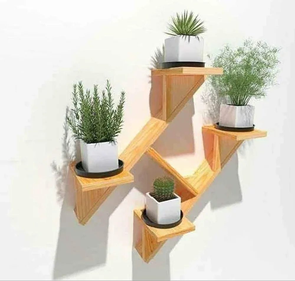 Wood Pallet Stand for 4 Flower Pots - Home & Kitchen by Upcycle Furnishing India