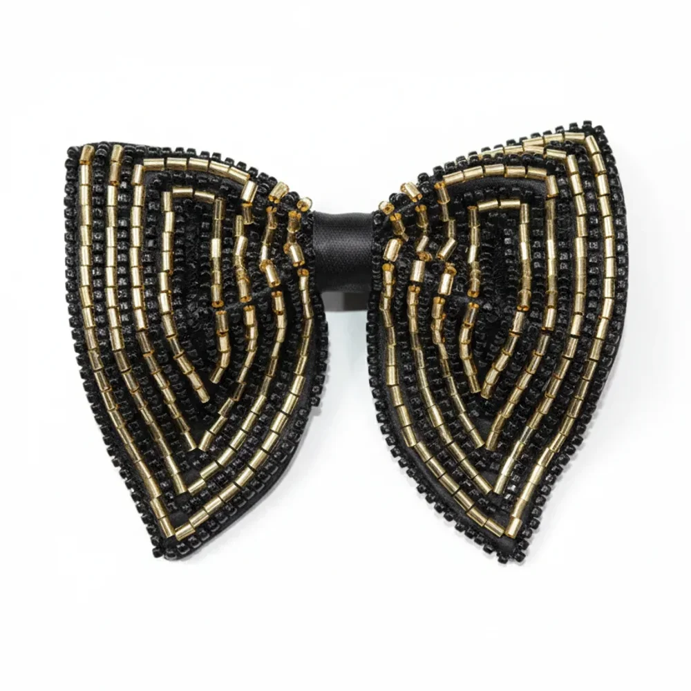 Handcrafted Glass Bugle Bead Butterfly Bow Tie - Gems & Jewelry by G M Apparels