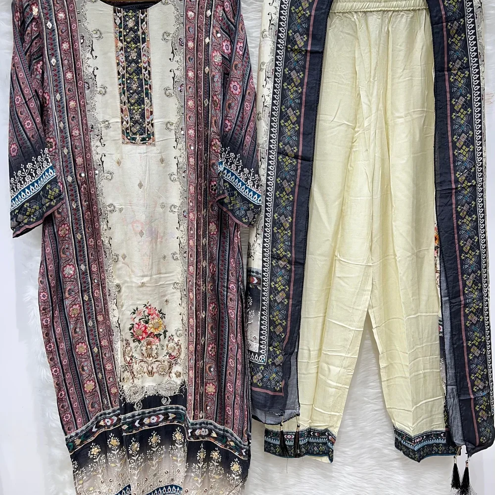 Printed Rayon Muslin Dress Material - Textiles & Apparel by Ayzel Pvt. Ltd.