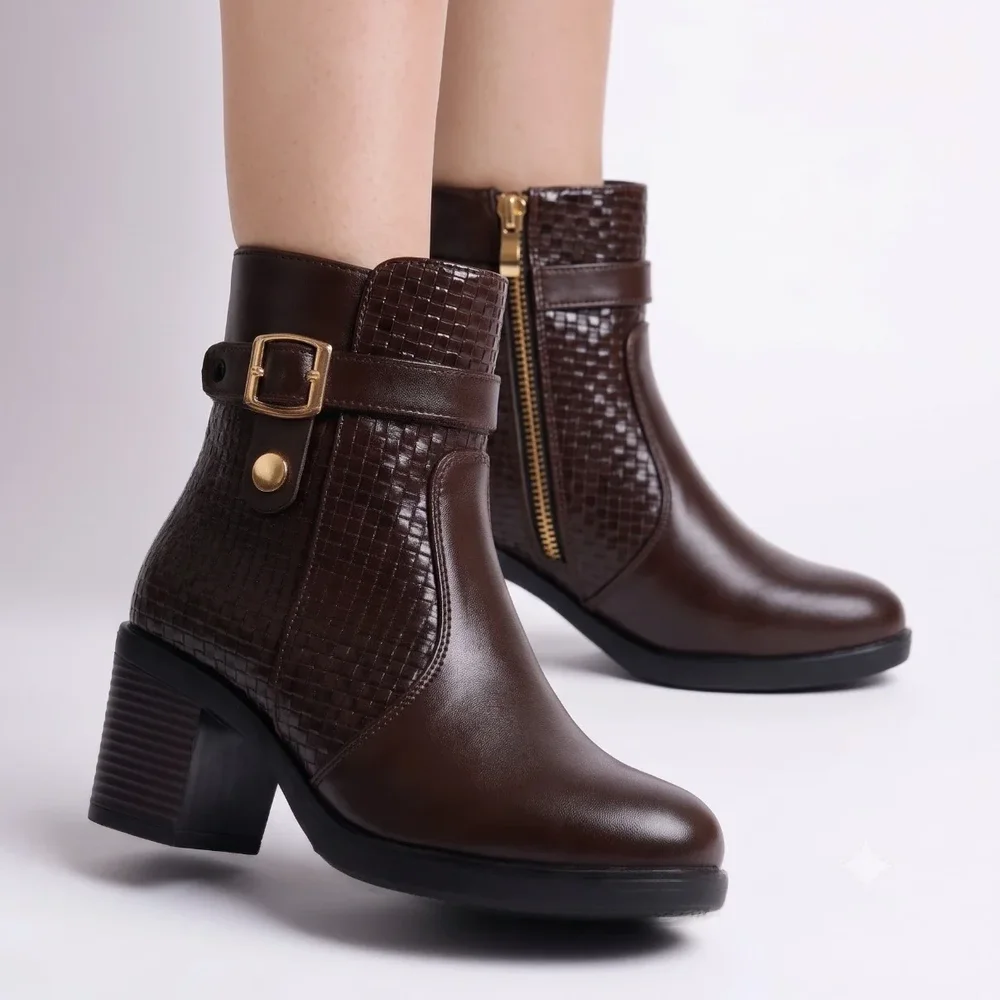 Women's Dark Brown Ankle Boots - Footwear, Bags & Leather Goods by Grabfast