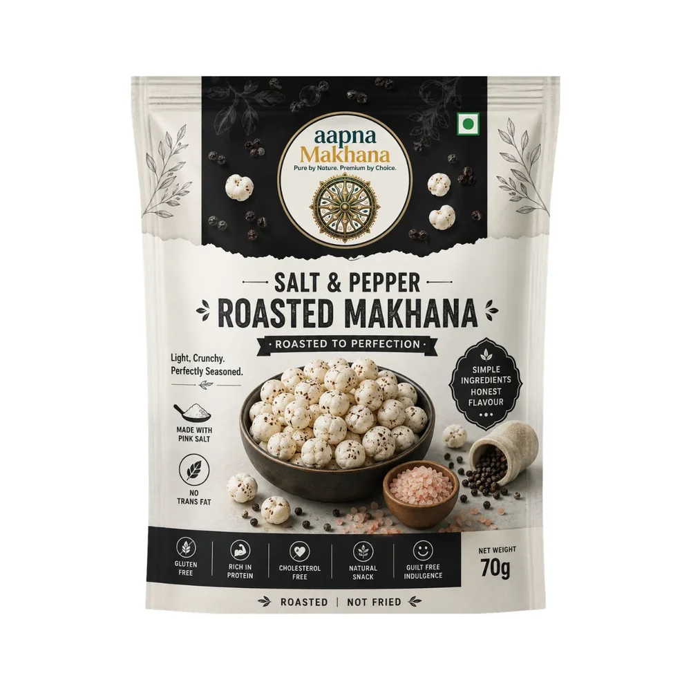 Roasted Makhana Salt & Pepper Flavor - Food & Agriculture by Salutary Food and Beverages India Pvt. Ltd.