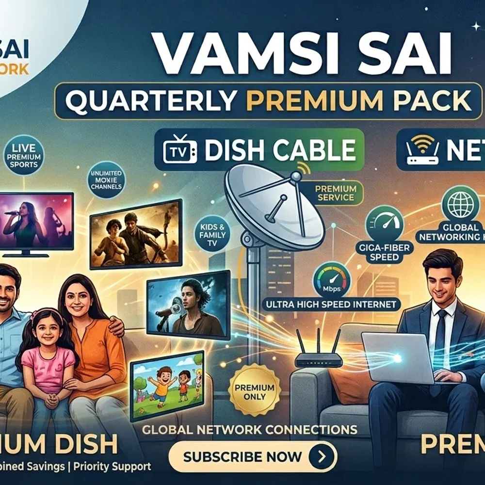 Quarterly Premium High-Speed Internet & Dish Cable Service - Electronics & Electrical by Vamsi Sai Cable Network