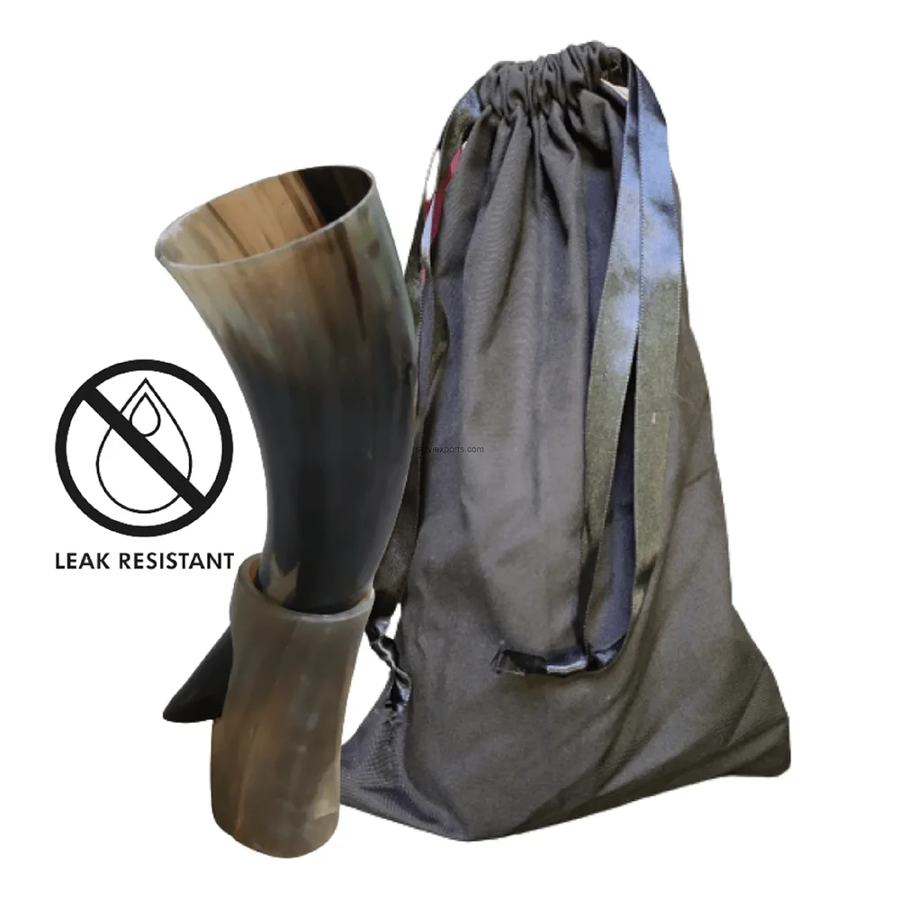 Natural Horn Drinking Horn with Stand 12-14oz - Handicrafts & Gifts by Razvi Exports