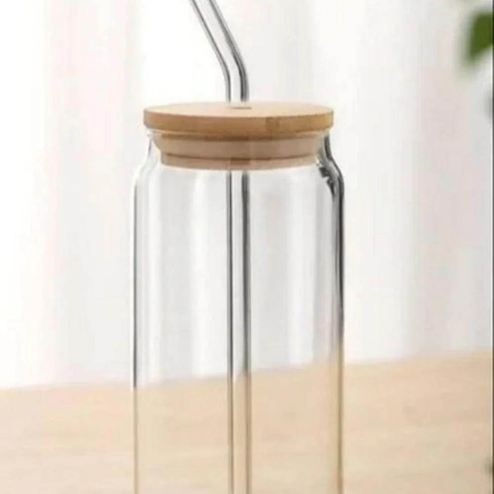 500 ml Borosilicate Glass Tumbler with Wooden Lid - Home & Kitchen by Y K Trading