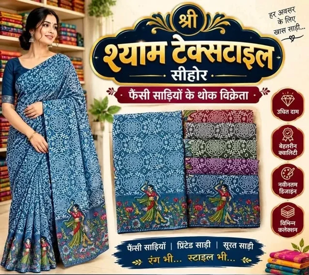 Fancy Printed Saree - Textiles & Apparel by Shyam Seth Textiles Pvt. Ltd.