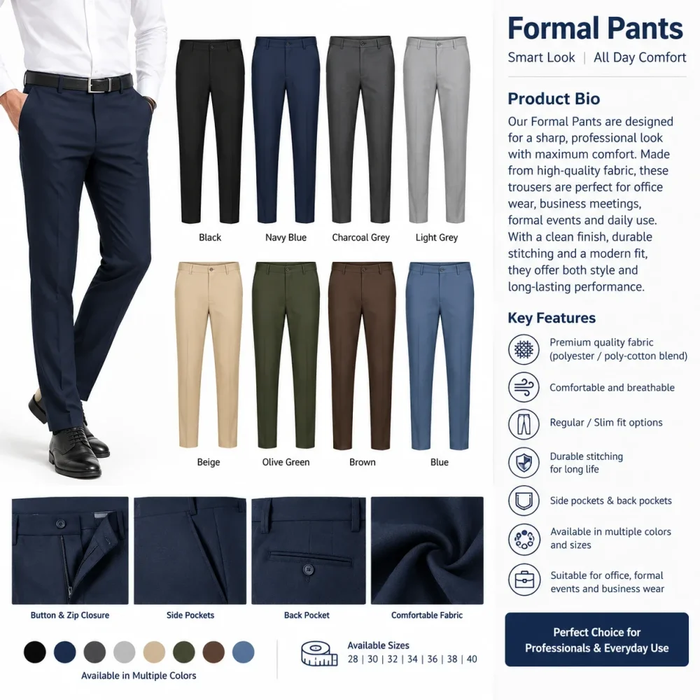 Formal Pants - Textiles & Apparel by Ayush Textile