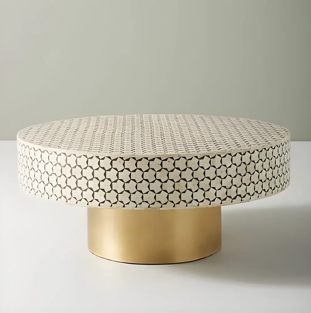 Round Bone Inlay Coffee Table - Furniture & Interiors by Razvi Exports