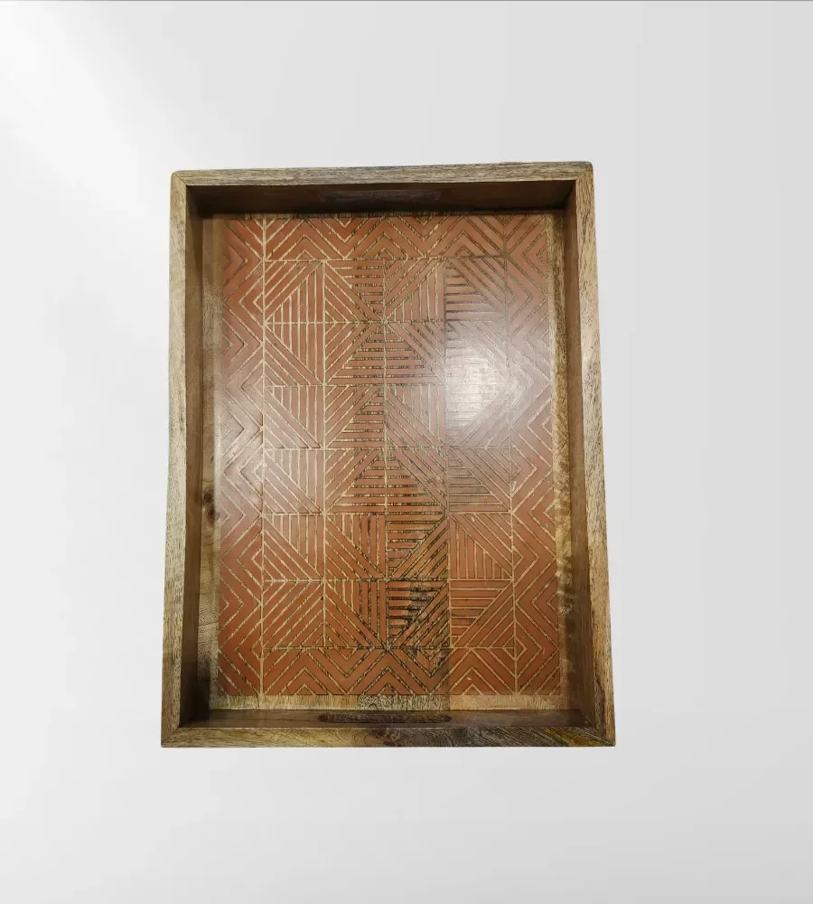 Handmade Solid Wood Serving Tray 16x12x2 Inch - Home & Kitchen by Razvi Exports