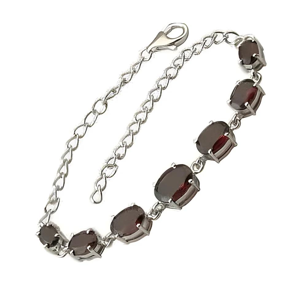 Garnet Silver Bracelet - Gems & Jewelry by Jaya Jems Impex
