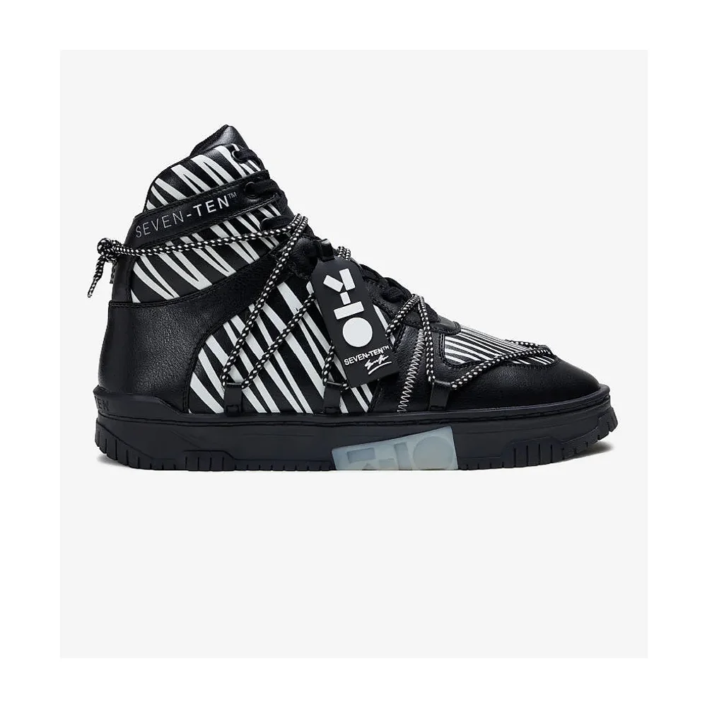 717 Black White Color Block High-Top Vegan Sneaker - Footwear, Bags & Leather Goods by Disruptive Fashion Pvt. Ltd.