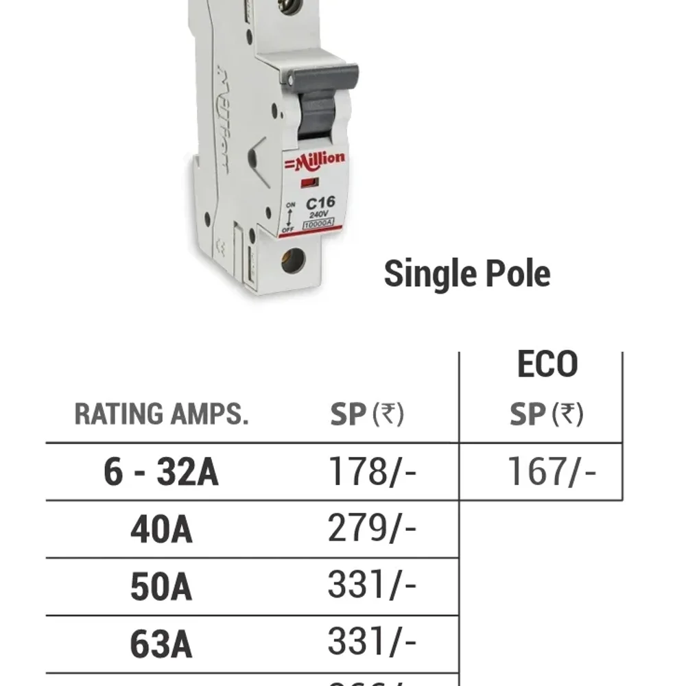Single Pole C16 Circuit Breaker - Electronics & Electrical by Ayaan Enterprises