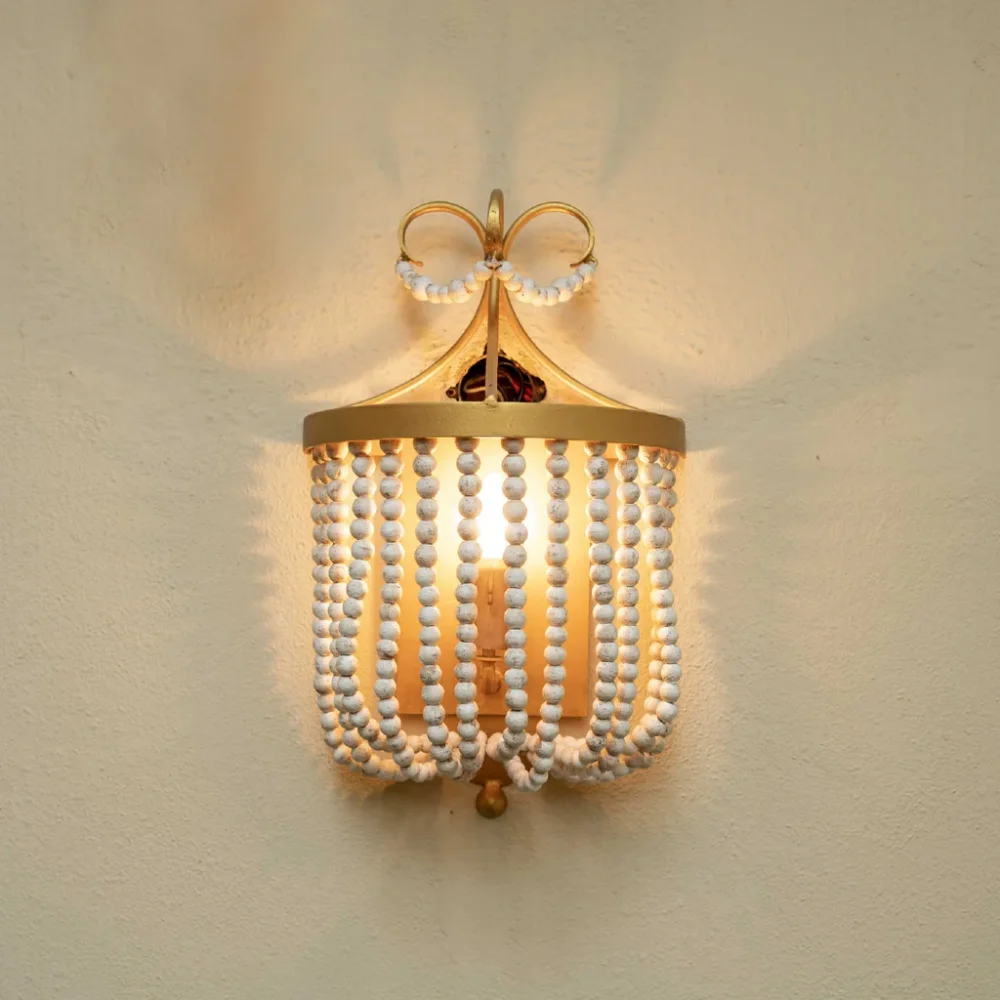 Vintage Chic Draped Bead Wall Sconce - Furniture & Interiors by Wooden Owl Design Pvt. Ltd.