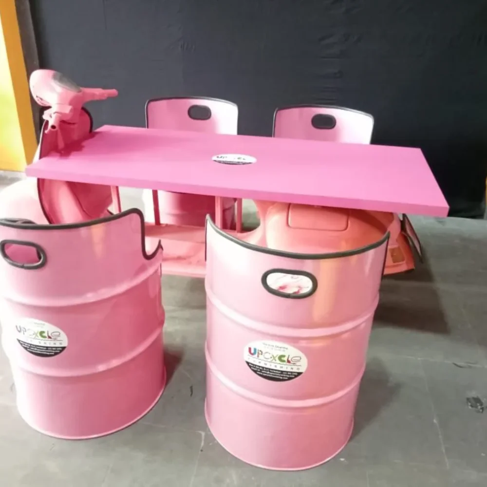 Upcyle Furnishing Scooter Table with Solid Wood Top - Furniture & Interiors by Upcycle Furnishing India