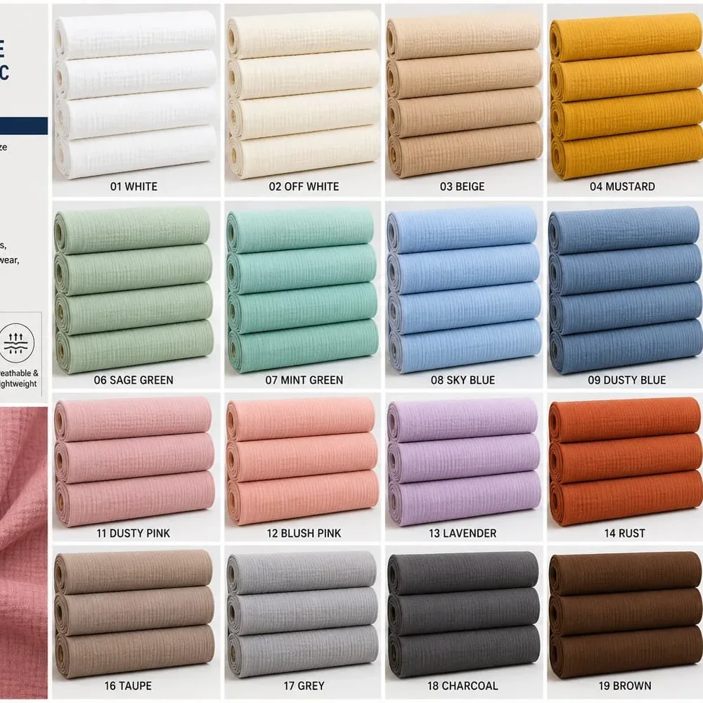 Cotton Double Gauze Fabric - Textiles & Apparel by Weavon Tex India