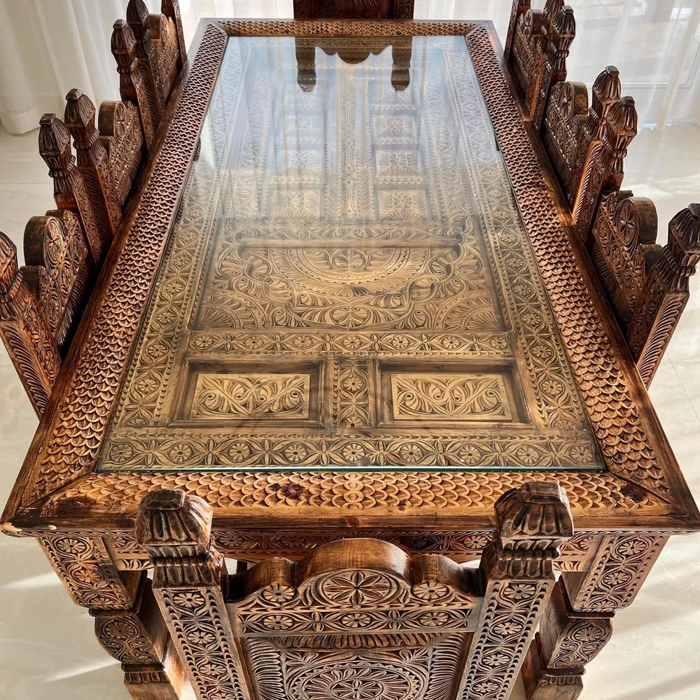 Handcrafted Wooden Rectangular Dining Table Set - Furniture & Interiors by Rathore Arts