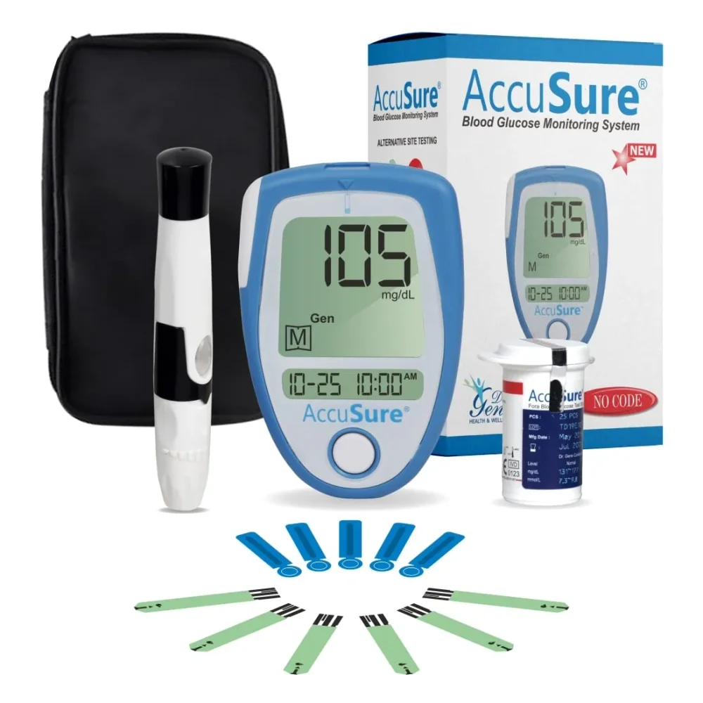 AccuSure Instant Digital Blood Glucometer Kit with 25 Strips - Healthcare & Medical by Accurate Surgicals