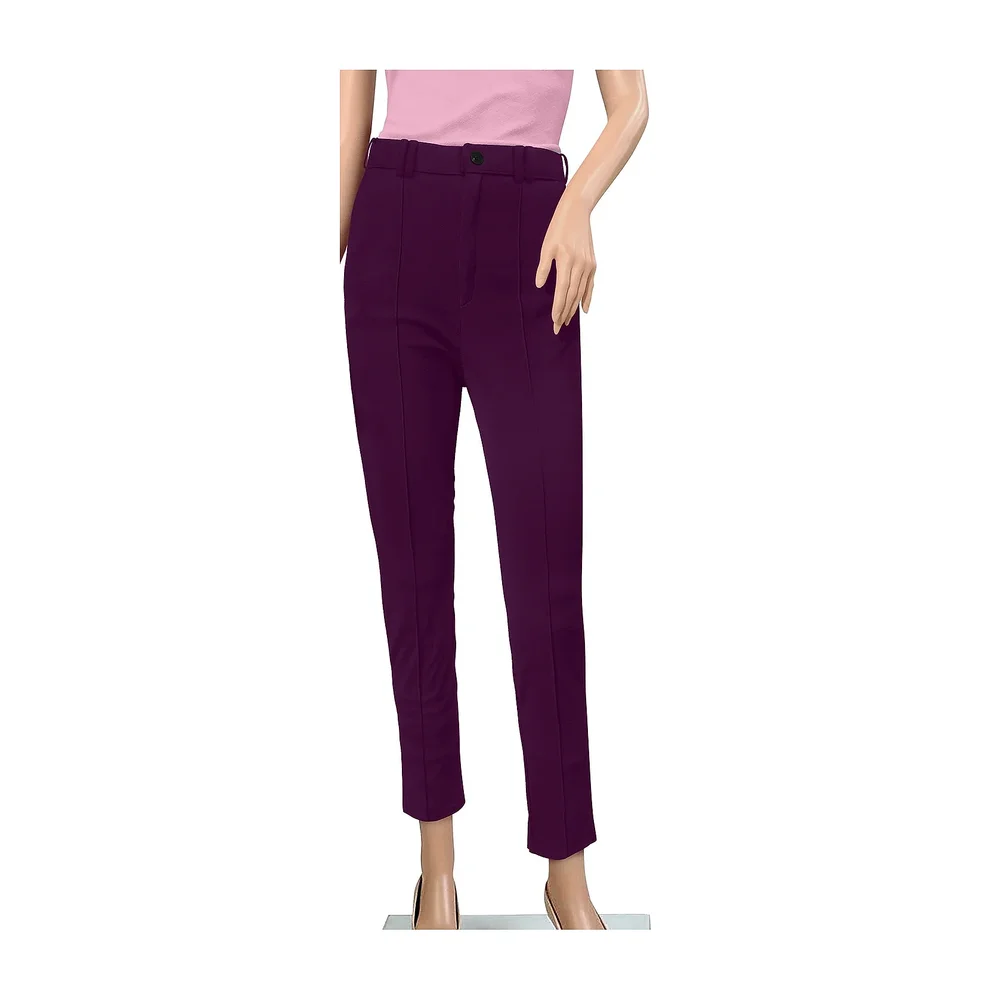Wine Color Polyester Knitted Trousers XL - Textiles & Apparel by Cara Exim