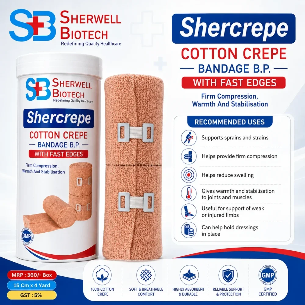 Shercrepe Cotton Crepe Bandage - Healthcare & Medical by Sherwell Biotech