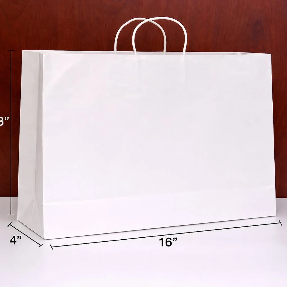 White Kraft Paper Carry Bags - Packaging & Printing by Hindustan Handmade Paper Products