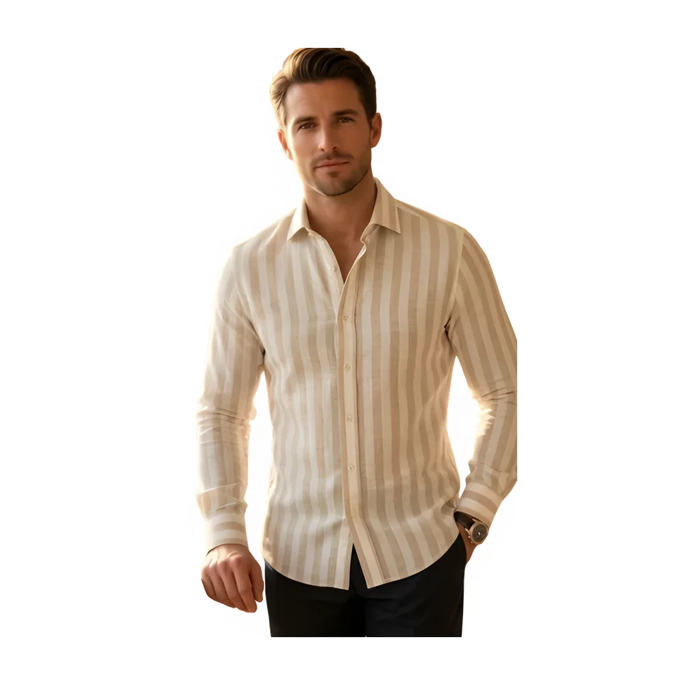 Linen Striped Casual Elegant Shirts - Textiles & Apparel by Star Associates