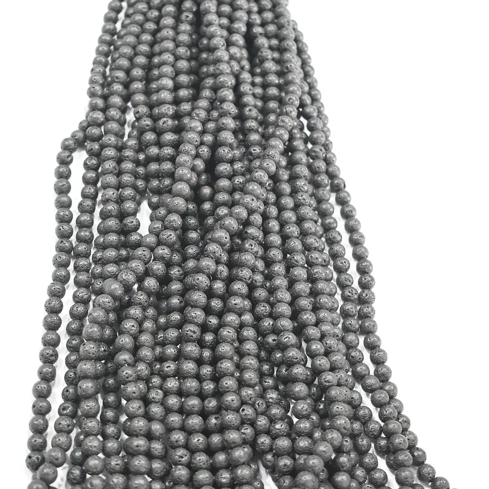 Natural Lava Stone Beads Line Strand - Gems & Jewelry by Adnan Gems Art