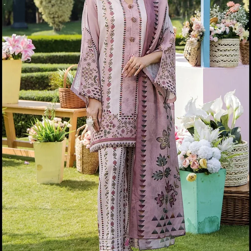 Digital Printed Korean Crepe Muslin Suit Set - Textiles & Apparel by Ayzel Pvt. Ltd.
