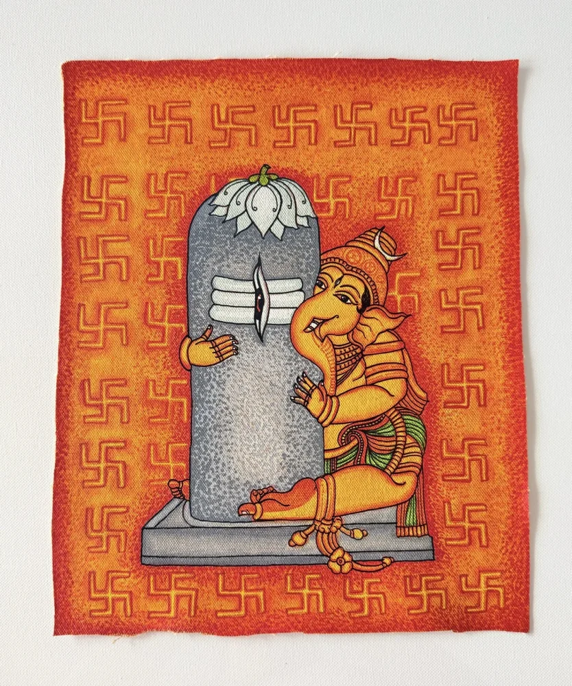 14Inch Canvas Lord Ganesha Painting - Handicrafts & Gifts by Ains Overseas