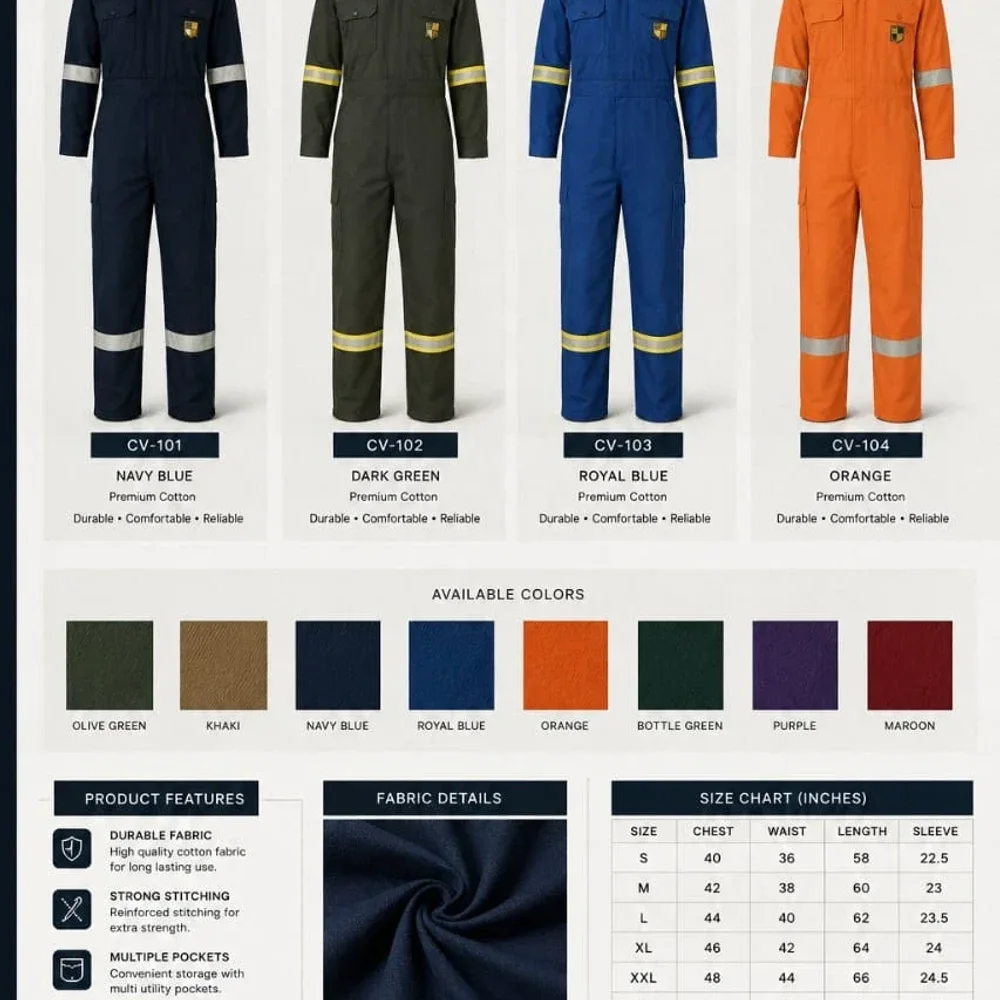 Industrial Polyester Cotton Blend Boiler Suits - Industrial Supplies & Tools by Singh Sahab Industries
